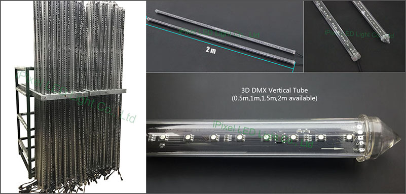 Different Length DMX 360 Degree Vertical Meteor Tubes