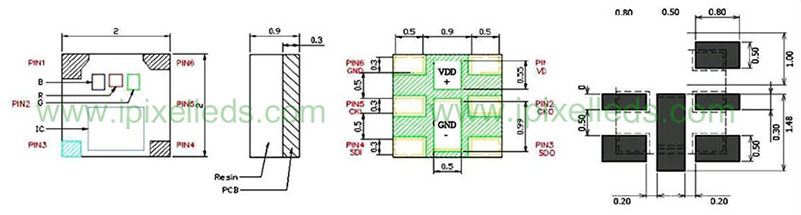 SMD 2020 RGB Addressable LED APA102-2020-256-8