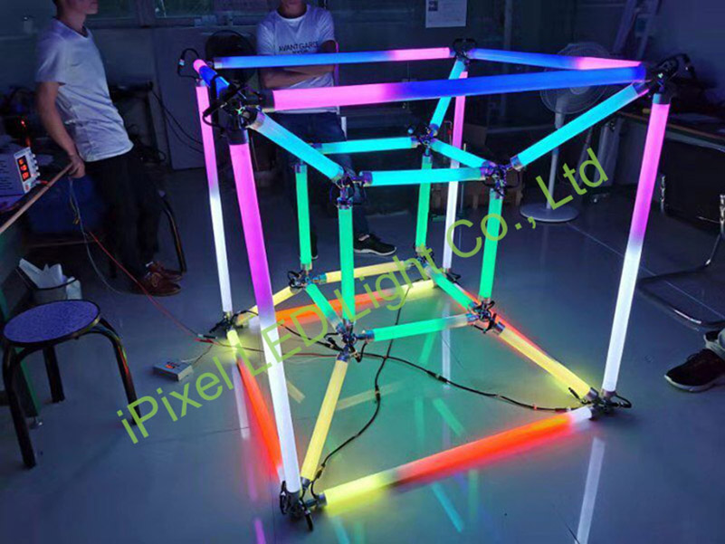 Prototype led cube frame using SPI RGB 3D led tubes