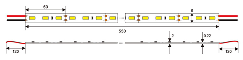 550mm single color led rigid bar