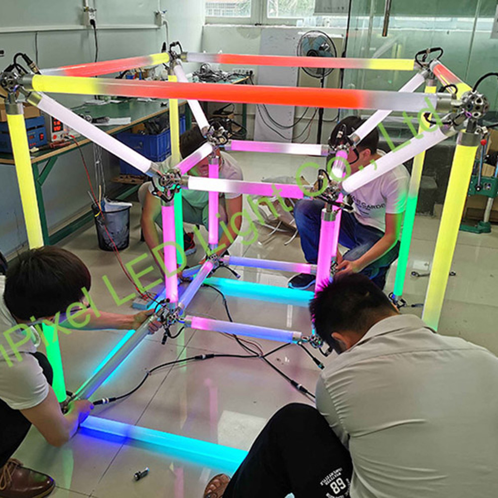 Prototype led cube frame using SPI RGB 3D led tubes