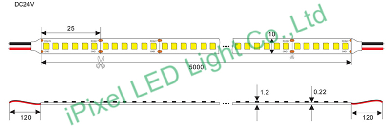 2835 single color LED strip 240 LED/M