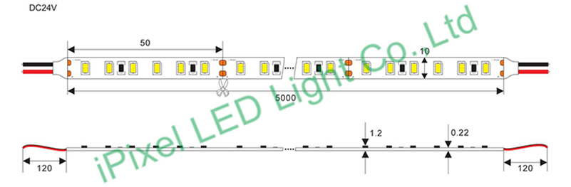 2835 single color LED strip 120 LED/M