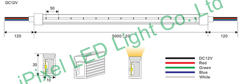 PWM control RGBW LED Neon strip 10*20mm
