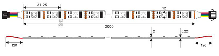 WS2801 RGB Addressable LED strip 5V