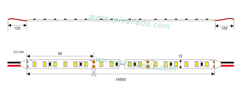 Single color SMD2835 constant current LED strip 120LEDs/m