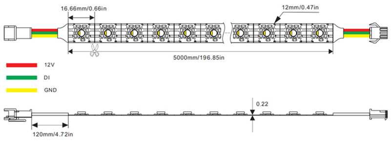 Addressable SK6812 RGBW LED  strip 60LEDs/M DC12V